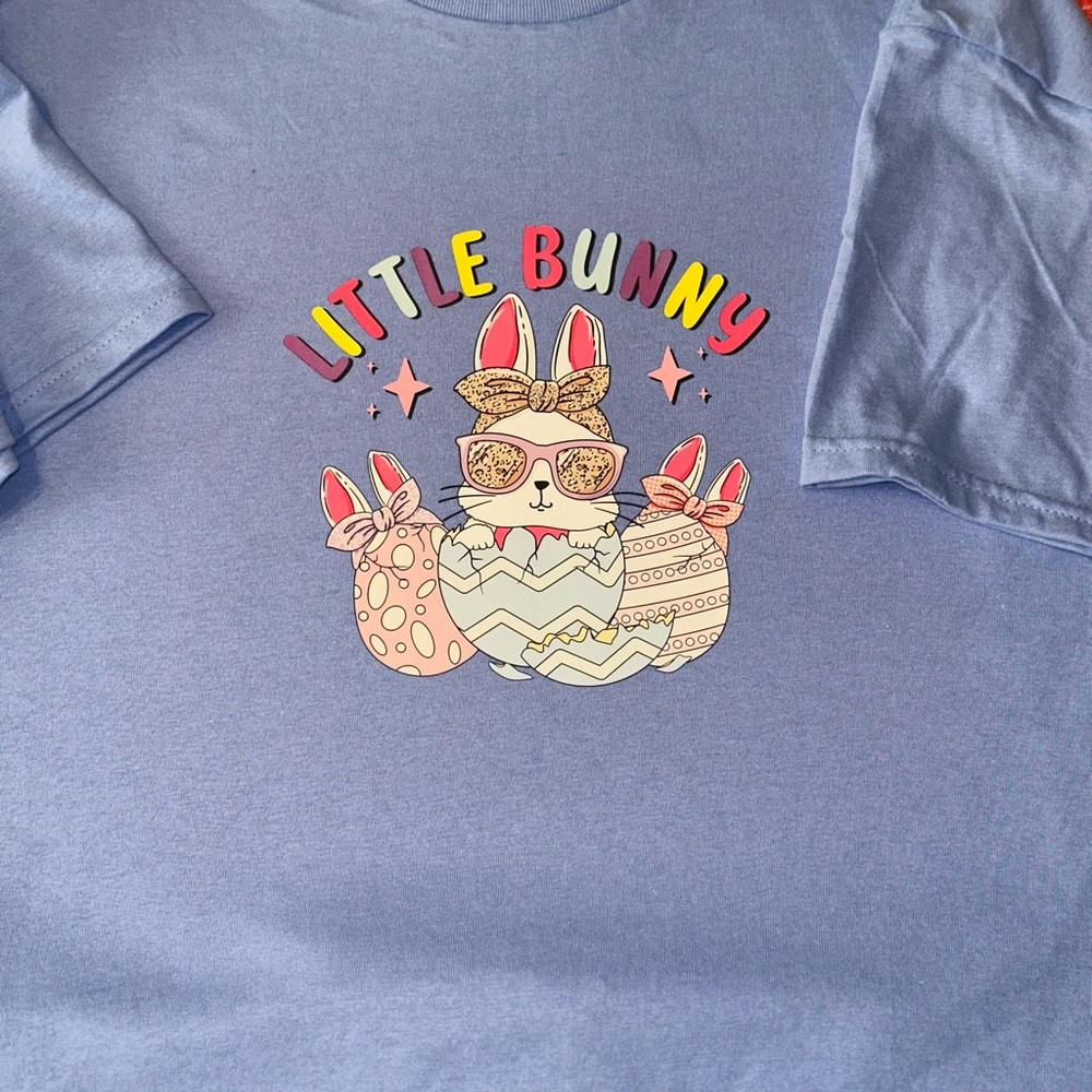 Gildan Blue Women's 'Little Bunny' Graphic Tee with Pastel Print